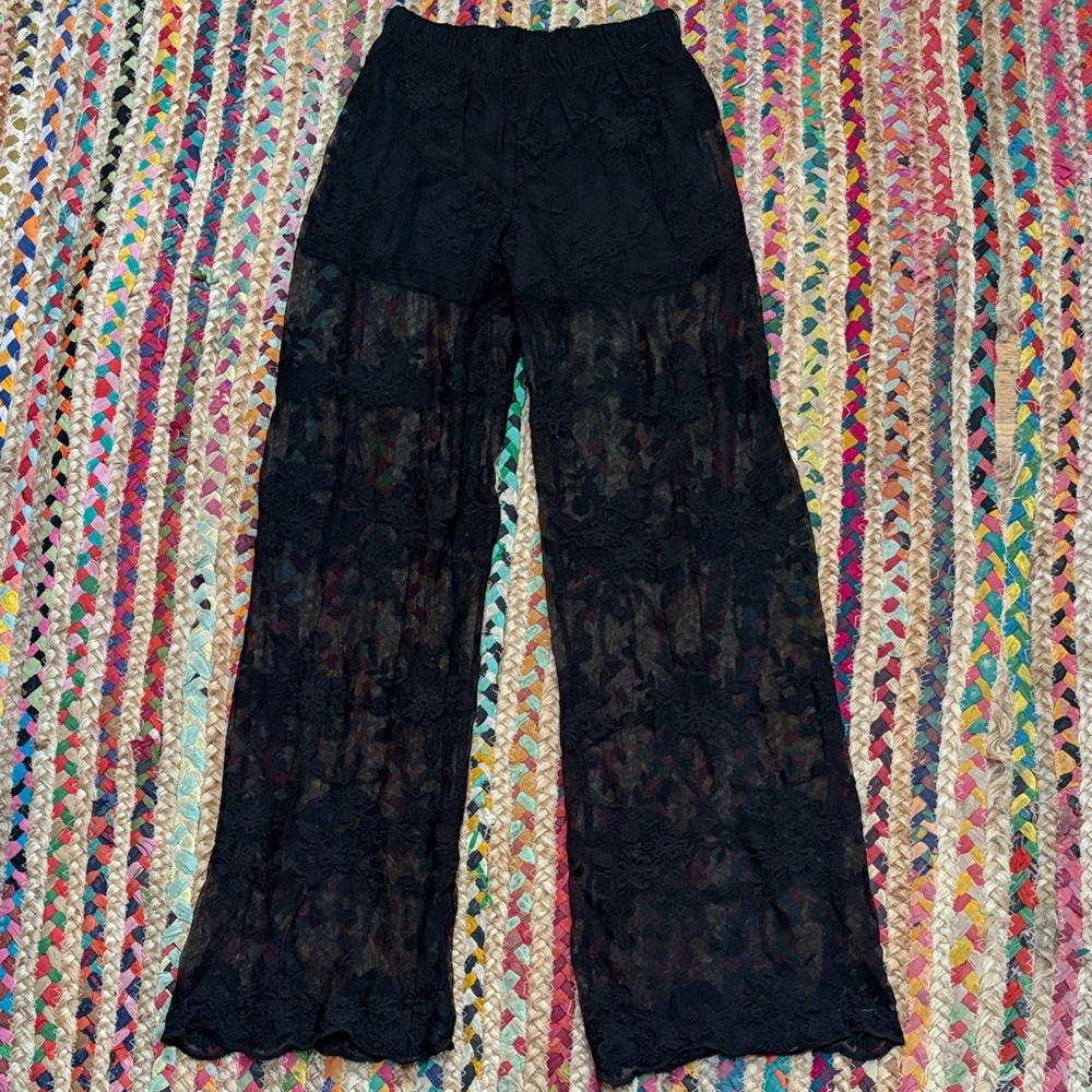 Women’s Black Sheer Lace Sexy Pants